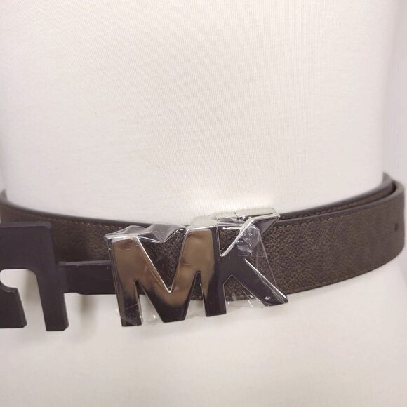 Michael Kors Signature Belt, Reversible Logo Brown/Plain Brown Size 34 or M - Picture 3 of 16